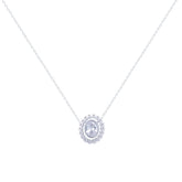 Asfour Crystal Chain Necklace With Decorative Oval Pendant In 925 Sterling Silver-NM0043